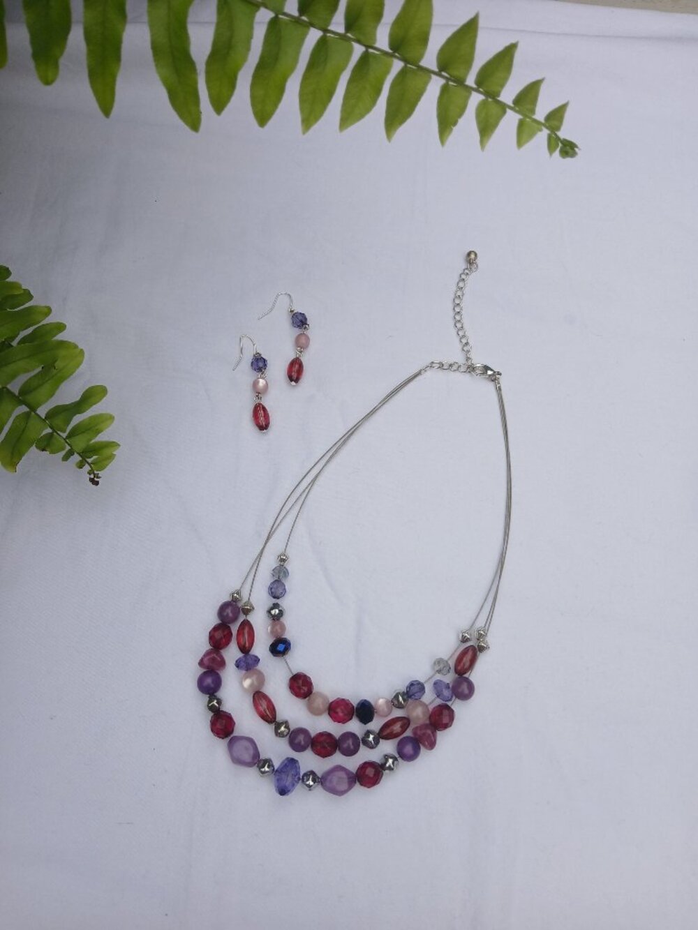 Multicolor Beaded Statement Necklace and Earring Set
